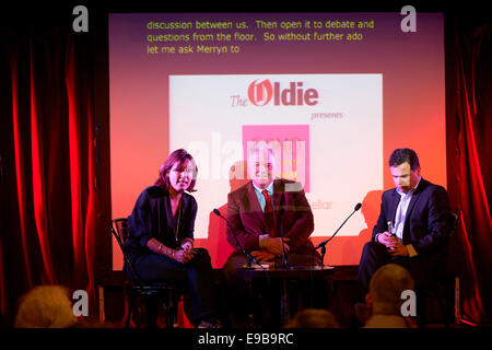 Merryn Somerset Webb, Martin Vander Weyer und Oliver Kamm beim Soho Literary Festival Stockfoto