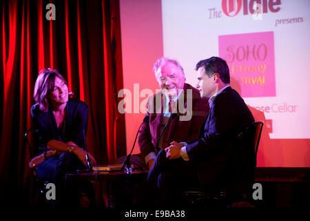 Merryn Somerset Webb, Martin Vander Weyer und Oliver Kamm beim Soho Literary Festival Stockfoto