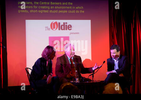 Merryn Somerset Webb, Martin Vander Weyer, Oliver Kamm beim Soho Literary Festival Stockfoto