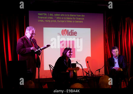 Merryn Somerset Webb, Martin Vander Weyer, Oliver Kamm beim Soho Literary Festival Stockfoto