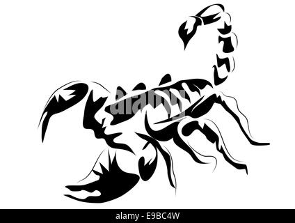 Skorpion. Umriss Tier isoliert auf weißem Hintergrund Stockfoto