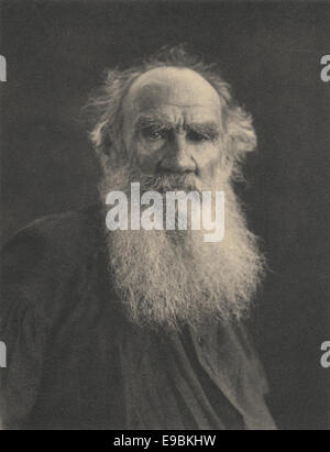 Porträt des großen russischen Schriftstellers Leo Tolstoy, 1908 Stockfoto