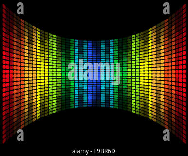 bunte Grafik-Equalizer, abstrakte Darstellung auf schwarzem Hintergrund isoliert Stockfoto