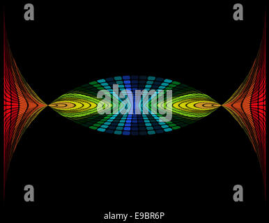 bunte Grafik-Equalizer, abstrakte Darstellung auf schwarzem Hintergrund isoliert Stockfoto