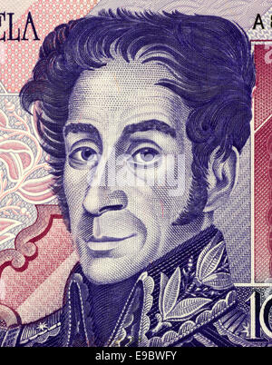 Simon Bolivar auf 1000 Bolivares 1998 Banknote aus Venezuela. Stockfoto