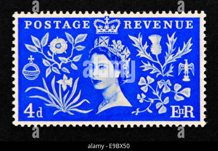 Briefmarke. Großbritannien Königin Elizabeth II. Krönung. 1953. Stockfoto