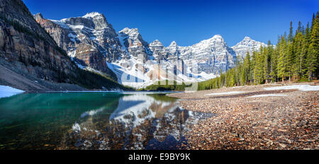 Moraine Lake, Banff Nationalpark, Alberta, Kanada, Nordamerika. Stockfoto