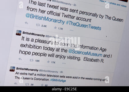 London, UK. 24. Oktober 2014. Kredit-Königin sendet ihre erste Twitter-Nachricht aus dem Science Museum in London, England, UK 24. Oktober 2014: Dorset Media Service/Alamy Live News Stockfoto