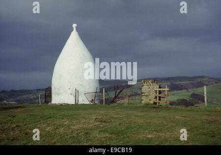 Weiße Nancy in Bollington Macclesfield Cheshire. Dies wurde gebaut, um den Sieg in der Schlacht bei Waterloo zu gedenken. Stockfoto