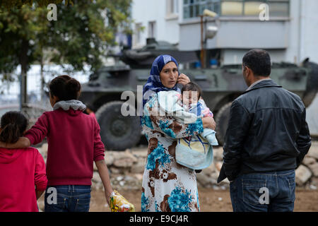 Türkei, Suruc, 10 km von der syrischen Grenze und vom islamischen Staat IS belagerten Stadt Kobani, türkische Spezialeinheiten in der Stadt Stockfoto