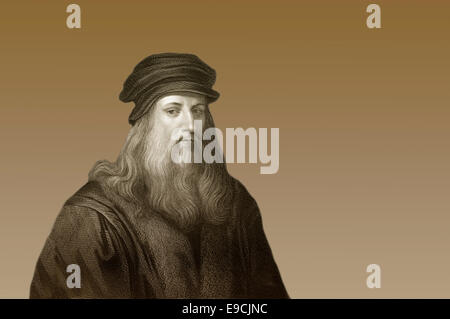 Leonardo da Vinci, 1452-1519, italienischer Maler, Bildhauer, Architekt und Ingenieur, Stockfoto