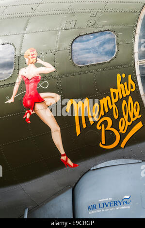 Nase Kunst der Memphis Belle World War 2 b-17 Flying Fortress bomber Stockfoto