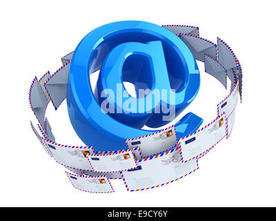 E-Mail-Konzept. Symbol und Umschläge.  3D Stockfoto