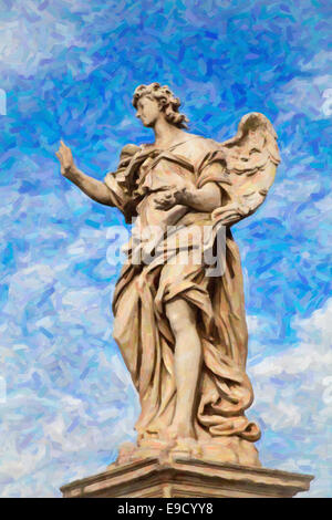 Engel mit den Nagel auf Ponte Sant'Angelo, Rom, Italien, Angel, erstellt von Renaissance-Künstler, Bernini, gegen blauen Himmel. Stockfoto