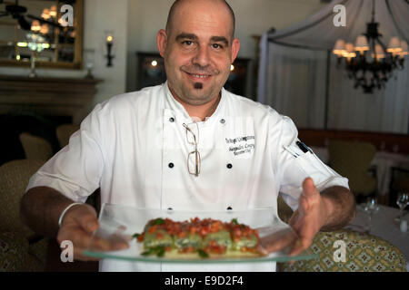 Französischen Chef Alexandre Coupy, executive Küchenchef des Hôtel Royal Livingstone reiste nach Lusaka speziell zur Vorbereitung Stockfoto