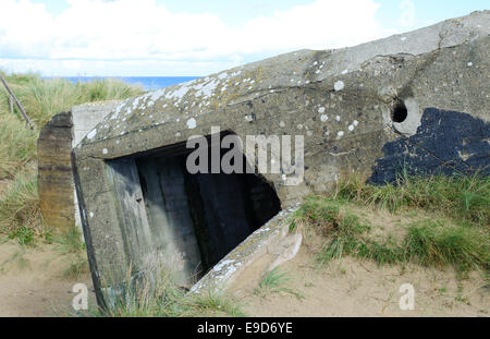 Deutschland Bunker WW2, Utah Beach ist eines der fünf Strände der Landung in der Normandie am 6. Juni 1944, während des zweiten Weltkriegs. Stockfoto