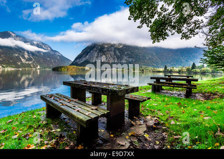 Platz für camping in den Alpen Stockfoto