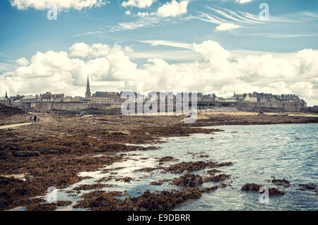 Flut in Saint-Malo Stockfoto