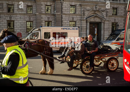 London, UK. 25. Oktober 2014. Reisenden Sulky Pferderennen durch Whitehall 2014 Credit: Guy Corbishley/Alamy Live-Nachrichten Stockfoto