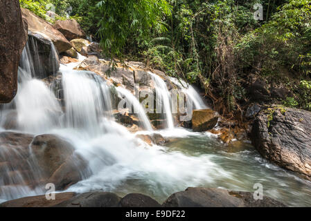 Tief im Wald Wasserfall Stockfoto