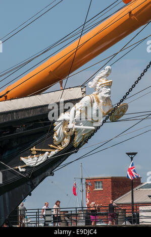 Die Galionsfigur auf HMS Warrior, Sitz in Portsmouth Harbour Hampshire England UK Stockfoto