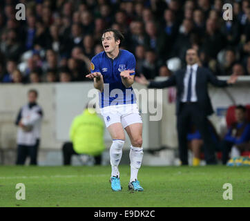 Lille, UK. 23. Oktober 2014. Everton Leighton Baines blickt auf niedergeschlagen. - Europa League - Lille Vs Everton - Stade Pierre-Mauroy - Belgien 23. Oktober 2014 - Bild David Klein/Sportimage. © Csm/Alamy Live-Nachrichten Stockfoto