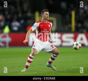 Anderlecht, UK. 22. Oktober 2014. Arsenals Calum Chambers in Aktion.-UEFA Champions League - RSC Anderlecht Vs Arsenal - konstanter Vanden Stock Stadion - Belgien 22. Oktober 2014 - Bild David Klein/Sportimage. © Csm/Alamy Live-Nachrichten Stockfoto