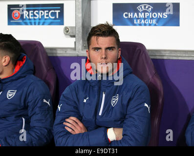 22. Oktober 2014 - Anderlecht, Vereinigtes Königreich - Arsenal Ryan Huddart zusieht... -UEFA Champions League - RSC Anderlecht Vs Arsenal - konstanter Vanden Stock Stadion - Belgien 22. Oktober 2014 - Bild David Klein/Sportimage. Stockfoto