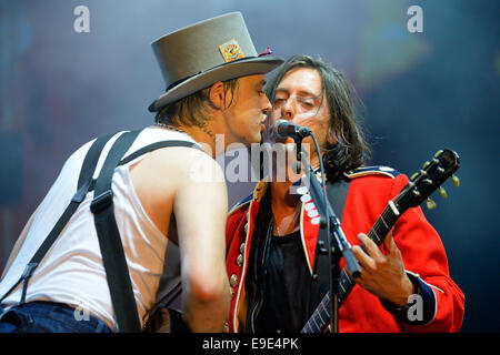 BENICASSIM, Spanien - 19 Juli The Libertines (britische Rock-Band) führt auf FIB Festival am 19. Juli 2014 in Benicassim, Spanien. Stockfoto