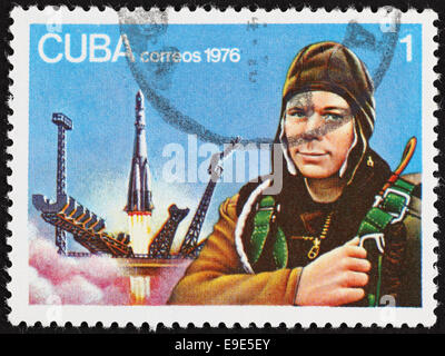 Kuba Correos Briefmarke Yuri Gagarin. Jahr 1976. Stockfoto