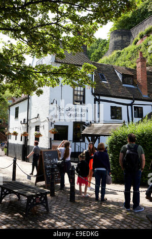 Ye Olde Reise nach Jerusalem Pub in Nottingham Stockfoto
