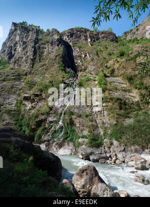 Annapurna Circuit - trek beliebtesten Touristen im Himalaya Gebirge massiv in Nepal. Stockfoto