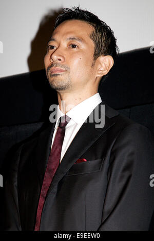 Tokio, Japan. 26. Oktober 2014. Schauspieler Takashi Okito besucht die Talkshow des Films "August in Tokio" TOHO Kinos in Nihonbashi am 26. Oktober 2014, Tokio, Japan. Die 27. Tokyo International Film Festival ist das größte Kino Festival in Tokio bekleidete vom 23. Oktober bis 31. Bildnachweis: Rodrigo Reyes Marin/AFLO/Alamy Live-Nachrichten Stockfoto