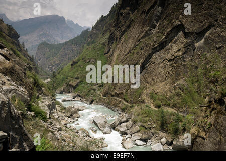 Annapurna Circuit - trek beliebtesten Touristen im Himalaya Gebirge massiv in Nepal. Stockfoto