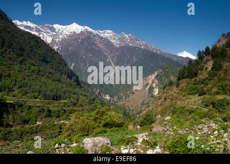 Annapurna Circuit - trek beliebtesten Touristen im Himalaya Gebirge massiv in Nepal. Stockfoto