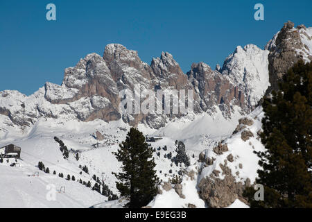 Die Odle Geislerspitzen einschließlich der Pitla Fermeda und die Gran Fermeda Selva Val Gardena Dolomiten Italien Stockfoto