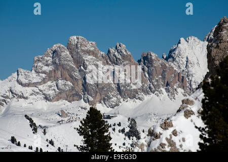 Die Odle Geislerspitzen einschließlich der Pitla Fermeda und die Gran Fermeda Selva Val Gardena Dolomiten Italien Stockfoto