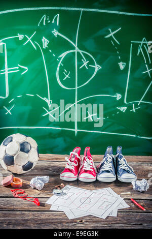 Planung gewinnen das Spiel in Fußball Stockfoto