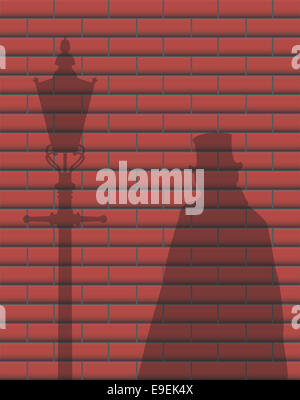 A Jack der Ripper Brick Wand Schatten Design-Hintergrund Stockfoto