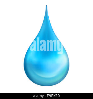 Wassertropfen auf weißem Hintergrund fallen. Clipping-Pfad enthalten. Stockfoto