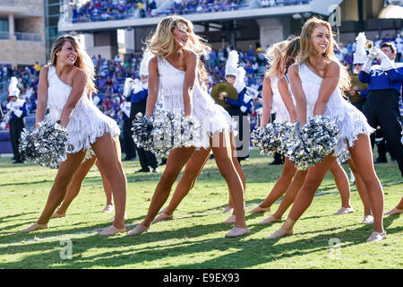 25. Oktober 2014:. TCU zeigen Mädchen führen in der Halbzeitpause von der NCAA Football-Spiel zwischen den Texas Tech Red Raiders und die TCU gehörnte Frösche im Amon G. Carter Stadium in Fort Worth, Texas. Stockfoto