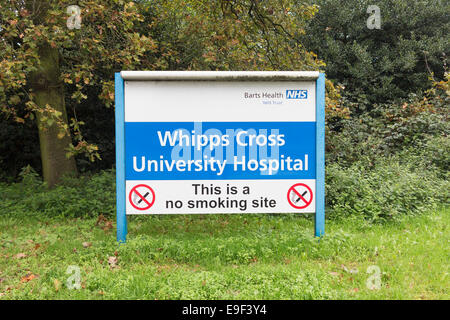 Whipps Cross Universität Krankenhaus Zeichen, London, UK Stockfoto