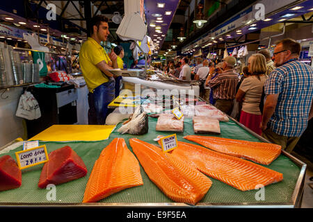 Frischer Fisch zum Verkauf, Mercat De L'Olivar, Palma De Mallorca, Spanien Stockfoto