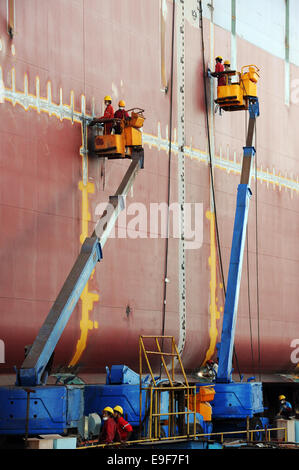 Ein großes Schiff zu bauen Stockfoto