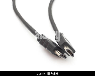 große HDMI-Kabel auf weißem Hintergrund Stockfoto