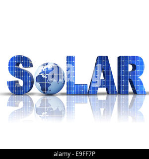 Solar mit 3D-Globus Buchstaben O ersetzte Wort Stockfoto