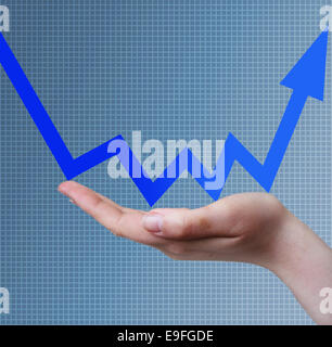Hand, die Business Grafik Pfeil Stockfoto