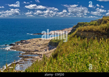 Felsige Küste der Insel Susak Stockfoto