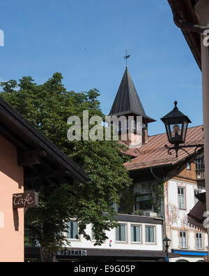 Oberammergau-architektonische Skizze, Gemeinde im Landkreis Garmisch-Partenkirchen, Bayern, Deutschland, Europa Stockfoto