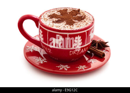 Weihnachten dekoriert Tasse heiße Schokolade für den Urlaub. Stockfoto